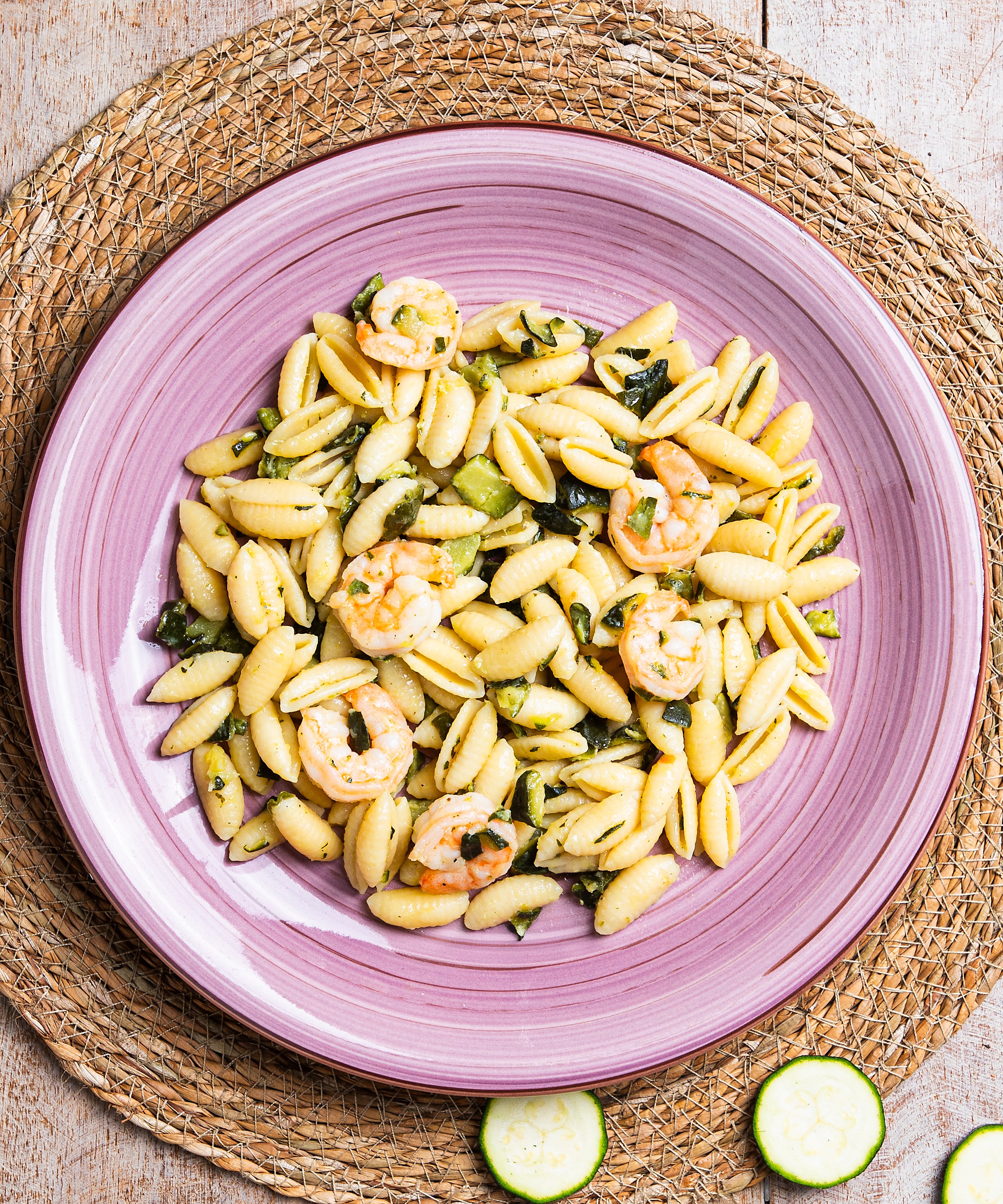 Insalata di Gnocchetti Sardi, Zucchine, Gamberetti e Limone