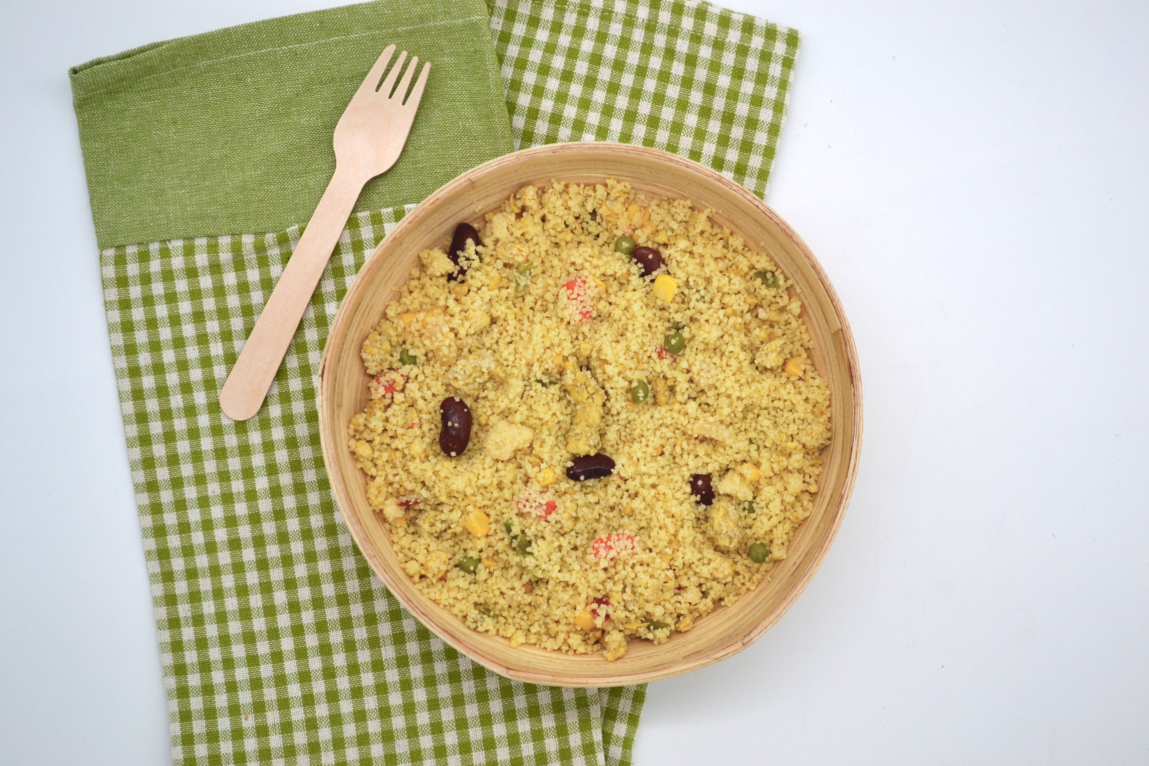 Couscous, pollo al curry e verdurine