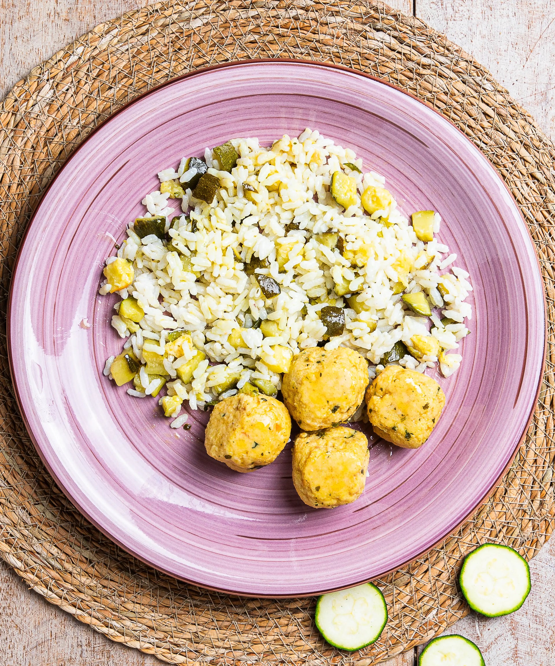 Polpette di Salmone Riso Carnaroli e Zucchine - pasto