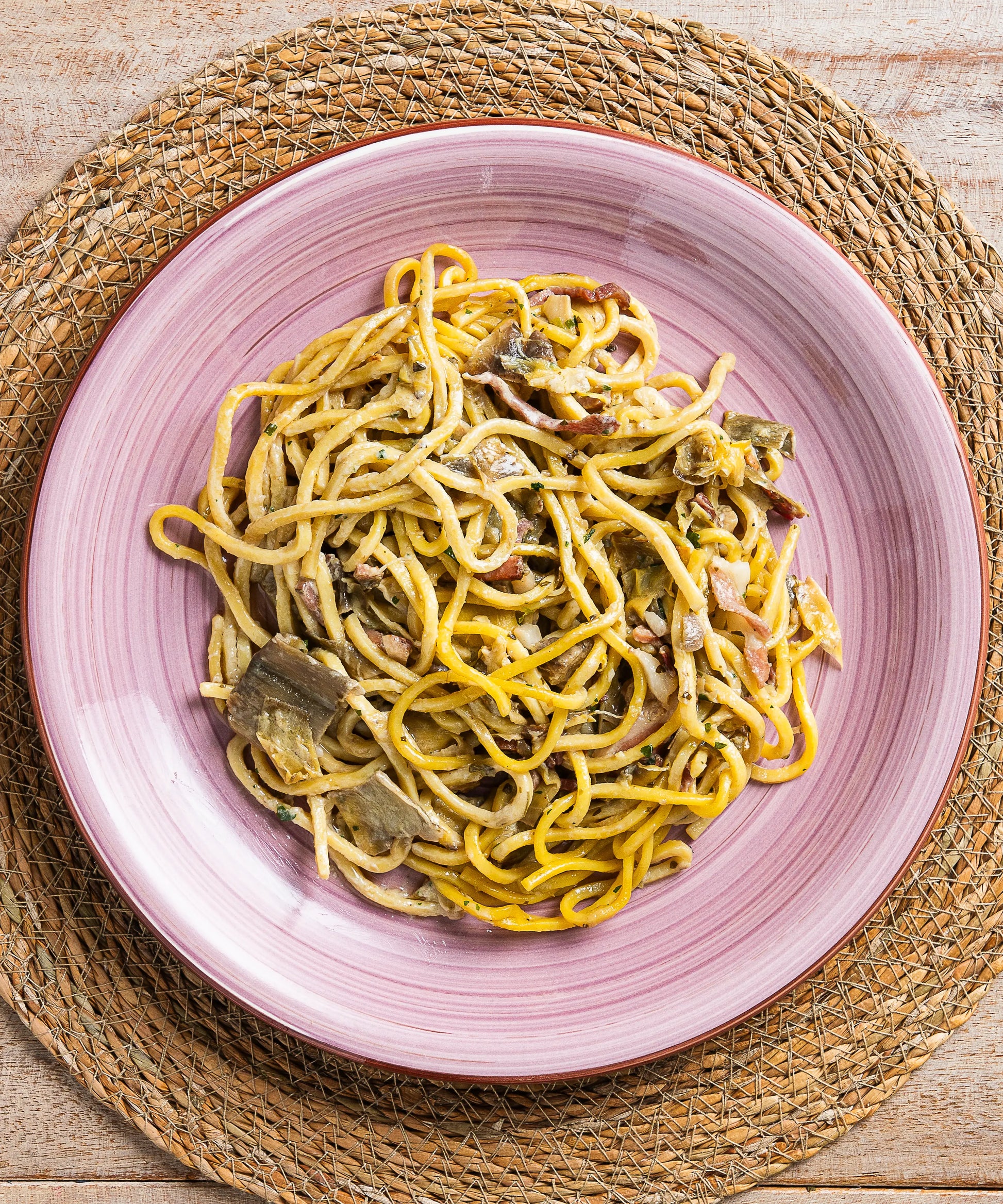 Chitarrine con Carciofi e Speck Alto Adige IGP - pasto