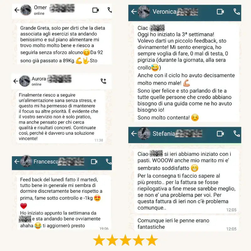 L’immagine mostra una raccolta di messaggi di testo da vari utenti, tra cui omer, veronica, aurora, stefania e francesca.