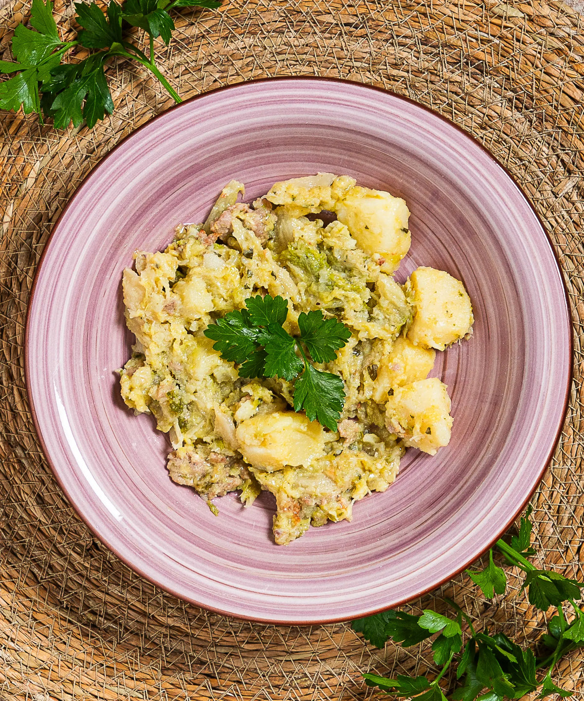 Verza in Padella con Salsiccia e Patate - pasto